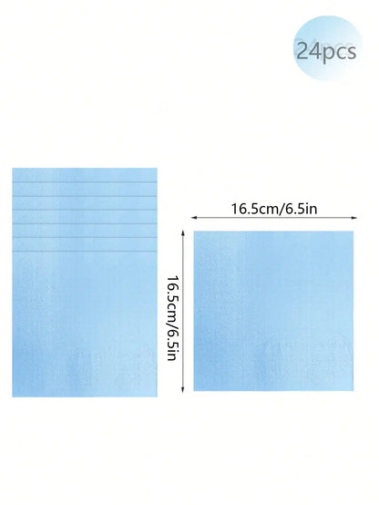 Sky Blue Party Supplies Set - Disposable Plates Spoons Forks Knives - ZOOMNSTORE