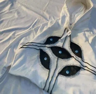 Gothic Punk Hoodie - Y2K Eye Pattern Patchwork Sweatshirt for Men and Women - ZOOMNSTORE