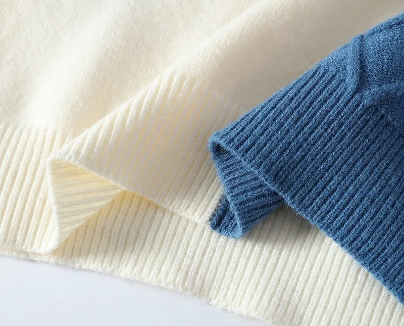 Patchwork Knitted Sweater - Men's Autumn Casual Streetwear Warm Pullover - ZOOMNSTORE