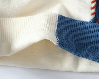 Patchwork Knitted Sweater - Men's Autumn Casual Streetwear Warm Pullover - ZOOMNSTORE