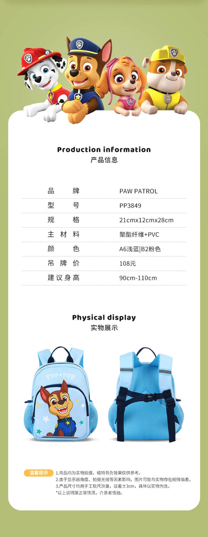 Paw Patrol Kids Backpack - Chase  Skye Preschool Knapsack for Ages 1-5T - ZOOMNSTORE