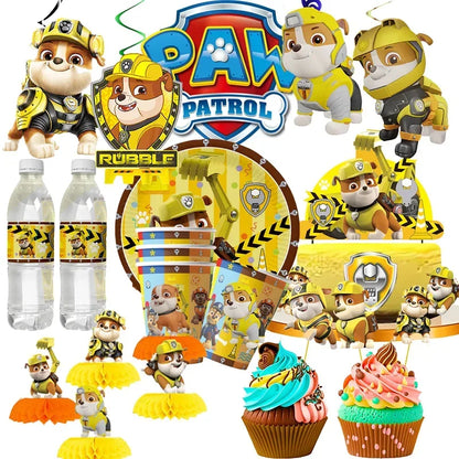 Paw Patrol Birthday Party Supplies - Rubble Tableware Set - ZOOMNSTORE