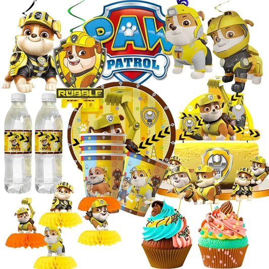 Paw Patrol Birthday Party Supplies - Rubble Tableware Set - ZOOMNSTORE