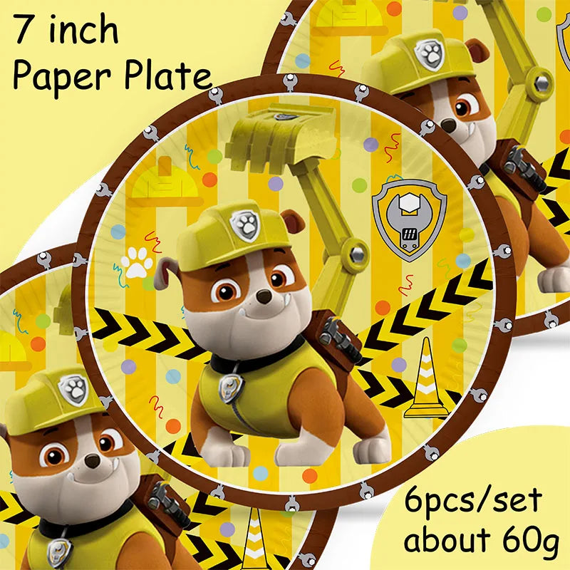 Paw Patrol Birthday Party Supplies - Rubble Tableware Set - ZOOMNSTORE