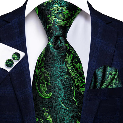 Peacock Blue Silk Wedding Tie Set - Mens Designer Tie with Hanky  Cufflinks - ZOOMNSTORE