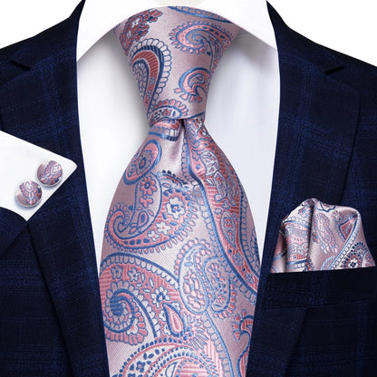 Peacock Blue Silk Wedding Tie Set - Mens Designer Tie with Hanky  Cufflinks - ZOOMNSTORE