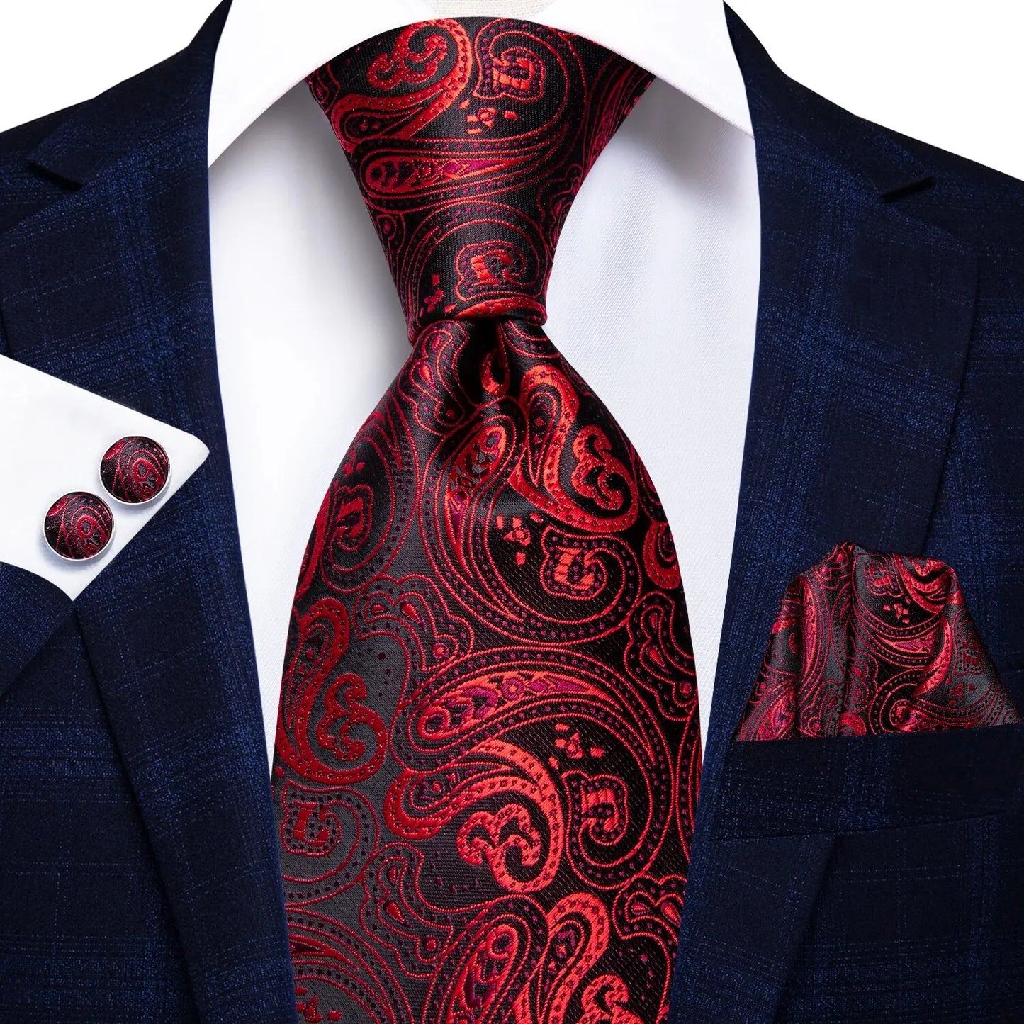 Peacock Blue Silk Wedding Tie Set - Mens Designer Tie with Hanky  Cufflinks - ZOOMNSTORE