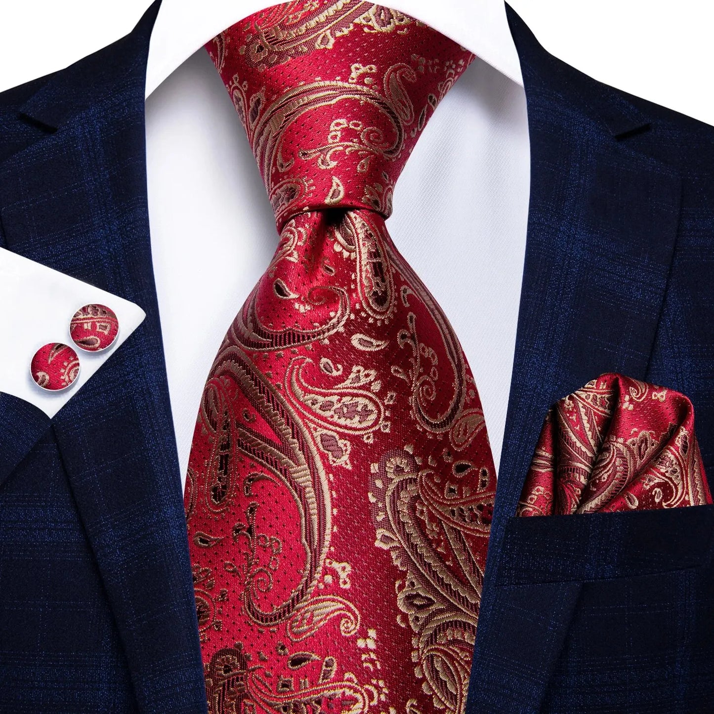 Peacock Blue Silk Wedding Tie Set - Mens Designer Tie with Hanky  Cufflinks - ZOOMNSTORE