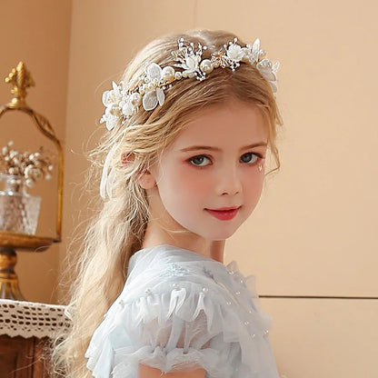 Elegant Girls Headband Imitated Pearl Hair Headdress Baby GirlsFlower Wreath Bride Garland Head Hoop Wedding Headbands Hair - ZOOMNSTORE