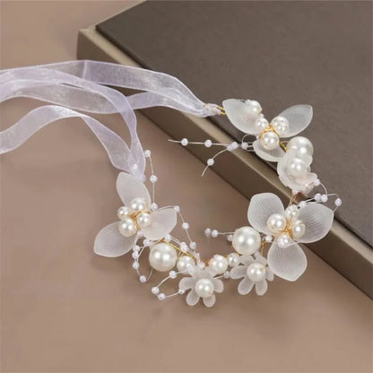 Elegant Girls Headband Imitated Pearl Hair Headdress Baby GirlsFlower Wreath Bride Garland Head Hoop Wedding Headbands Hair - ZOOMNSTORE