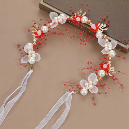 Elegant Girls Headband Imitated Pearl Hair Headdress Baby GirlsFlower Wreath Bride Garland Head Hoop Wedding Headbands Hair - ZOOMNSTORE