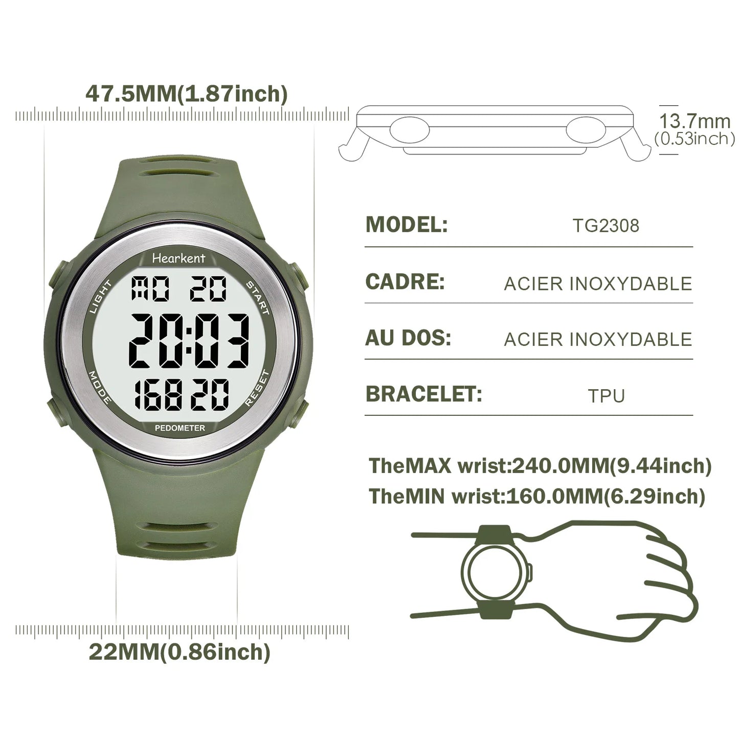 Pedometer Watch Waterproof - Digital Sport Watch With Step Counter & Calorie Tracker - ZOOMNSTORE