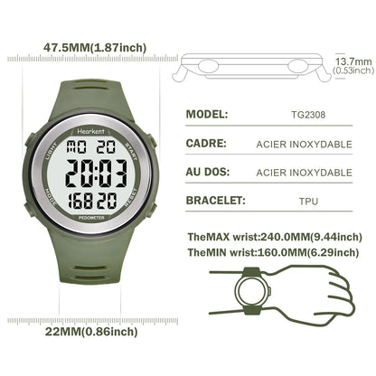 Pedometer Watch Waterproof - Digital Sport Watch With Step Counter & Calorie Tracker - ZOOMNSTORE