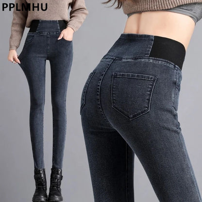 Pencil Jeans Women Spring Fall High Waist Skinny Denim Pants New Korean Casual Stretch Vaqueros Vintage Leggings Kot Pantolon - ZOOMNSTORE