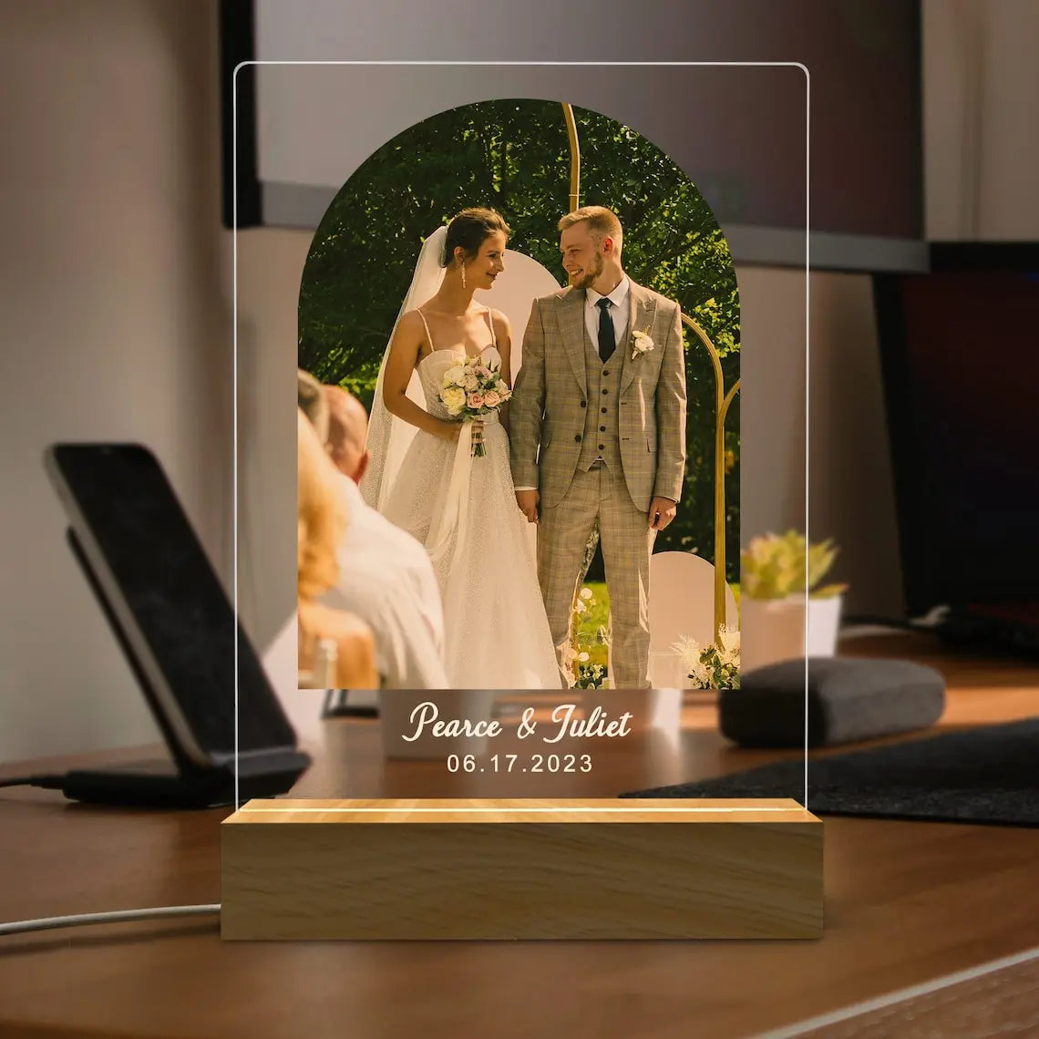 Personalized 3D Night Light - Custom Photo  Text Lamp Valentines Day Wedding Birthday Gift 7 Color Options - ZOOMNSTORE