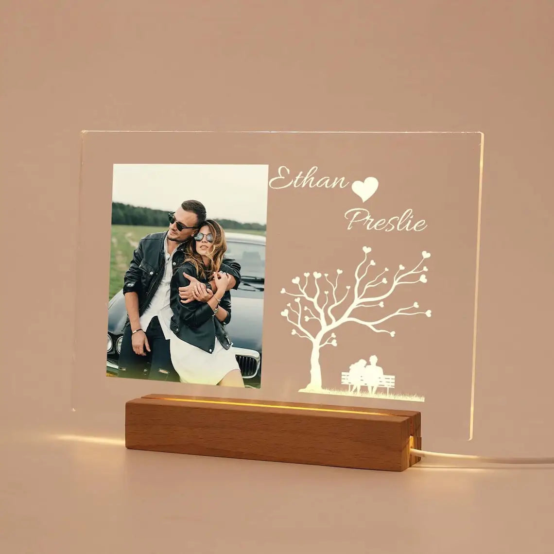 Personalized 3D Night Light - Custom Photo  Text Lamp Valentines Day Wedding Birthday Gift 7 Color Options - ZOOMNSTORE