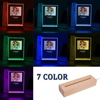 Personalized 3D Night Light - Custom Photo  Text Lamp Valentines Day Wedding Birthday Gift 7 Color Options - ZOOMNSTORE