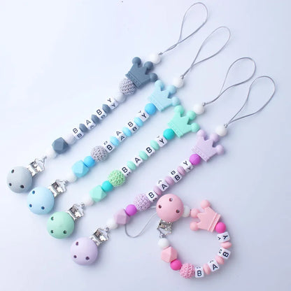 Personalized Baby Pacifier Clip - Custom Name Silicone Holder & Teether Chain Gift - ZOOMNSTORE