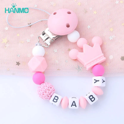 Personalized Baby Pacifier Clip - Custom Name Silicone Holder & Teether Chain Gift - ZOOMNSTORE