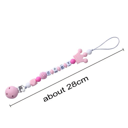 Personalized Baby Pacifier Clip - Custom Name Silicone Holder & Teether Chain Gift - ZOOMNSTORE