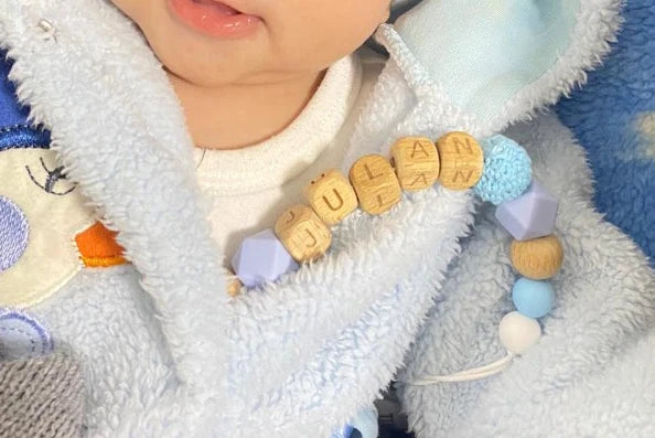 Personalized Baby Pacifier Clip - Custom Name Silicone Holder & Teether Chain Gift - ZOOMNSTORE