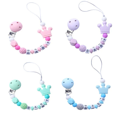 Personalized Baby Pacifier Clip - Custom Name Silicone Holder & Teether Chain Gift - ZOOMNSTORE