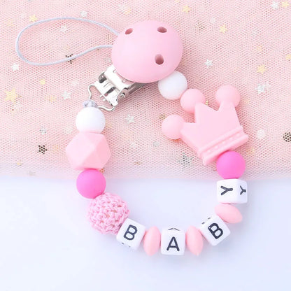 Personalized Baby Pacifier Clip - Custom Name Silicone Holder & Teether Chain Gift - ZOOMNSTORE