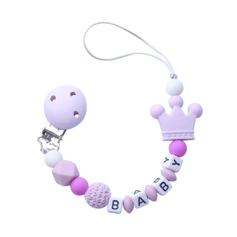 Personalized Baby Pacifier Clip - Custom Name Silicone Holder & Teether Chain Gift - ZOOMNSTORE