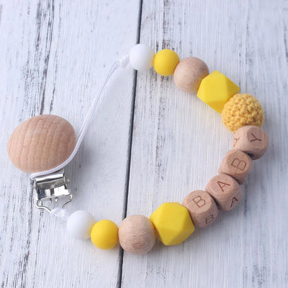 Personalized Baby Pacifier Clip - Custom Name Silicone Holder & Teether Chain Gift - ZOOMNSTORE