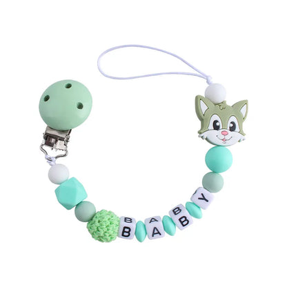 Personalized Baby Pacifier Clip - Custom Name Silicone Holder & Teether Chain Gift - ZOOMNSTORE