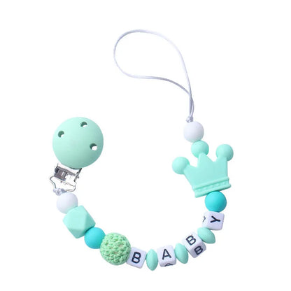 Personalized Baby Pacifier Clip - Custom Name Silicone Holder & Teether Chain Gift - ZOOMNSTORE
