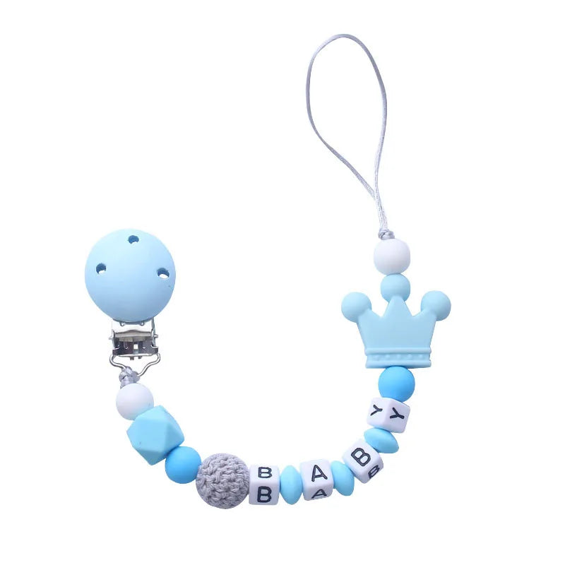 Personalized Baby Pacifier Clip - Custom Name Silicone Holder & Teether Chain Gift - ZOOMNSTORE