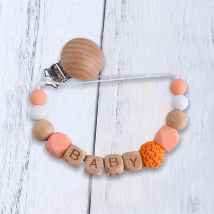 Personalized Baby Pacifier Clip - Custom Name Silicone Holder & Teether Chain Gift - ZOOMNSTORE