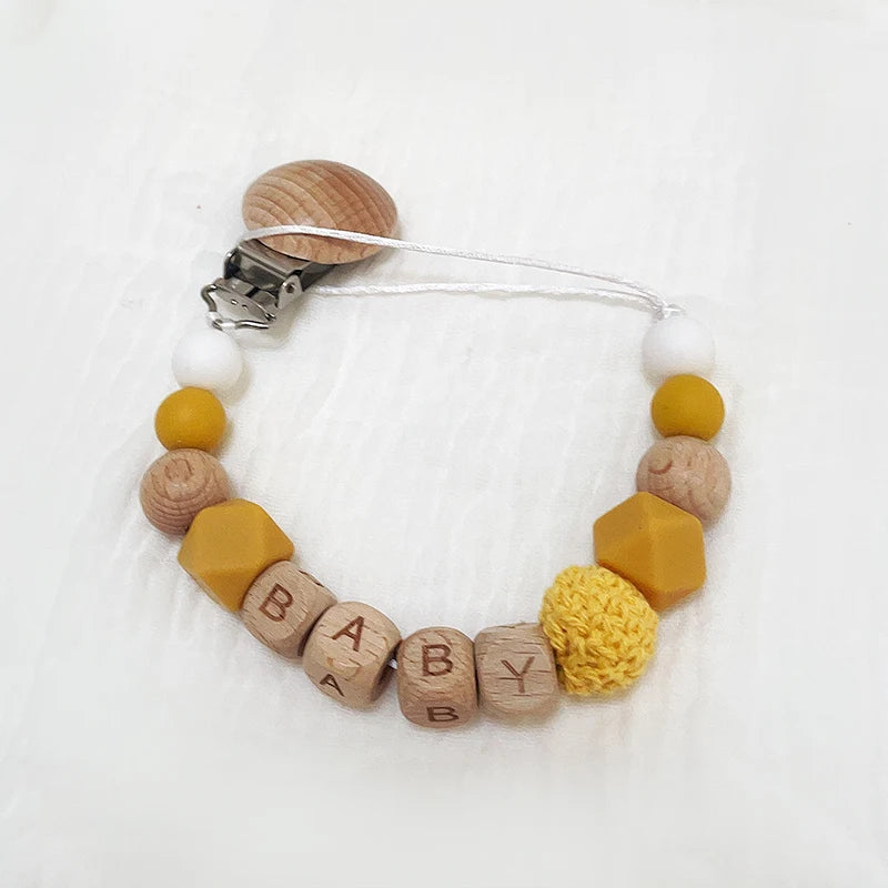 Personalized Baby Pacifier Clip - Custom Name Silicone Holder & Teether Chain Gift - ZOOMNSTORE