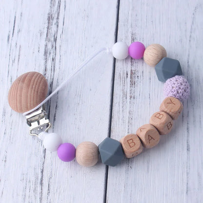 Personalized Baby Pacifier Clip - Custom Name Silicone Holder & Teether Chain Gift - ZOOMNSTORE