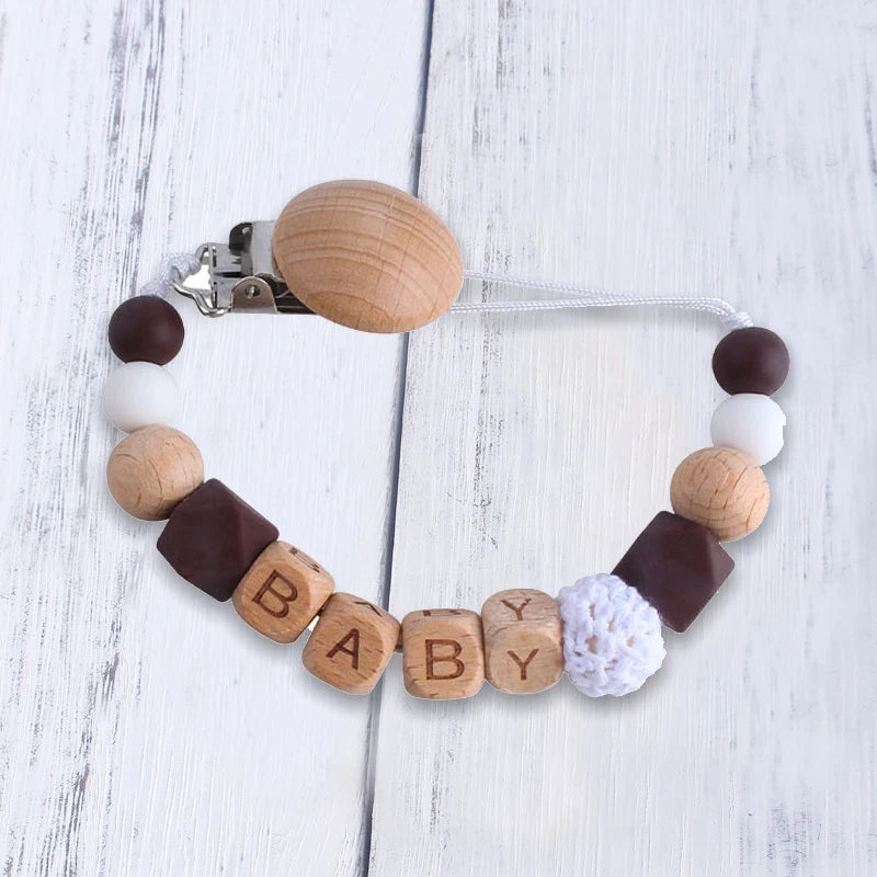 Personalized Baby Pacifier Clip - Custom Name Silicone Holder & Teether Chain Gift - ZOOMNSTORE