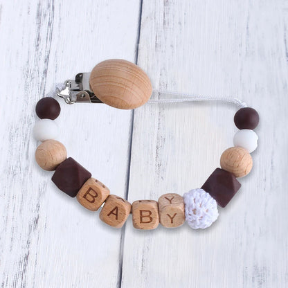 Personalized Baby Pacifier Clip - Custom Name Silicone Holder & Teether Chain Gift - ZOOMNSTORE