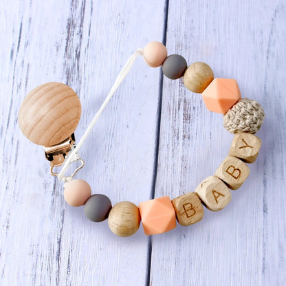 Personalized Baby Pacifier Clip - Custom Name Silicone Holder & Teether Chain Gift - ZOOMNSTORE