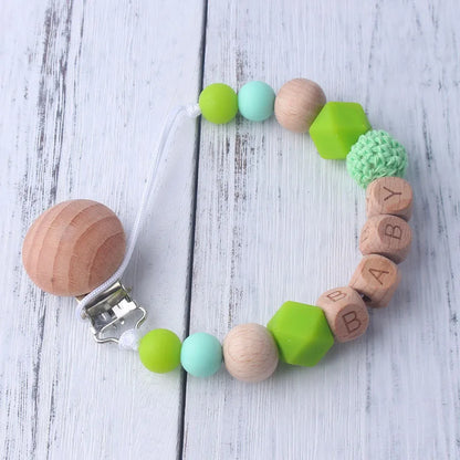 Personalized Baby Pacifier Clip - Custom Name Silicone Holder & Teether Chain Gift - ZOOMNSTORE