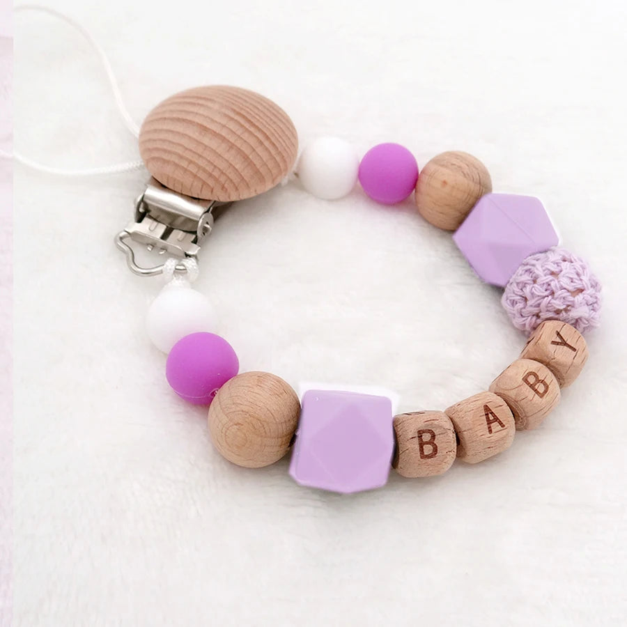 Personalized Baby Pacifier Clip - Custom Name Silicone Holder & Teether Chain Gift - ZOOMNSTORE