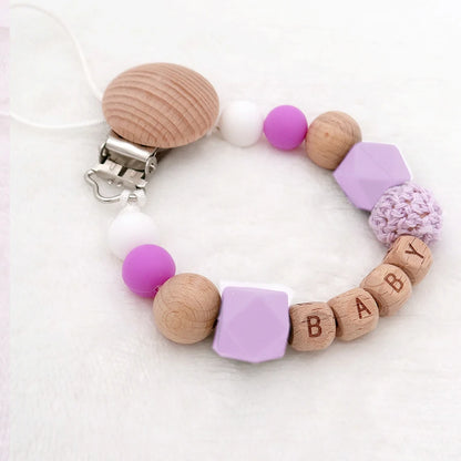 Personalized Baby Pacifier Clip - Custom Name Silicone Holder & Teether Chain Gift - ZOOMNSTORE
