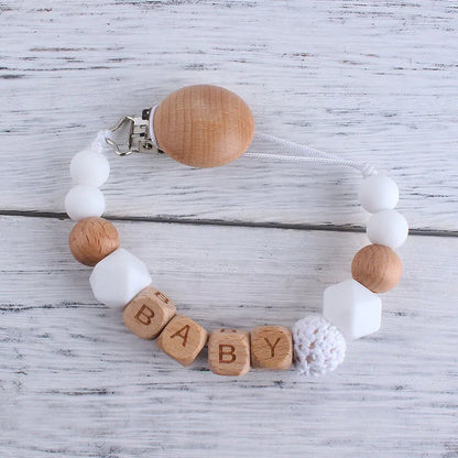 Personalized Baby Pacifier Clip - Custom Name Silicone Holder & Teether Chain Gift - ZOOMNSTORE