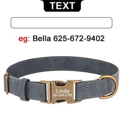 Personalized Dog Collar with Engraved ID Tag - Soft PU Leather for Bulldogs - ZOOMNSTORE