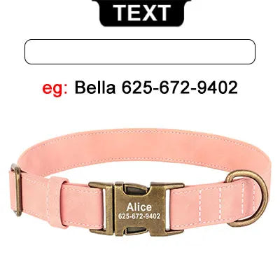 Personalized Dog Collar with Engraved ID Tag - Soft PU Leather for Bulldogs - ZOOMNSTORE