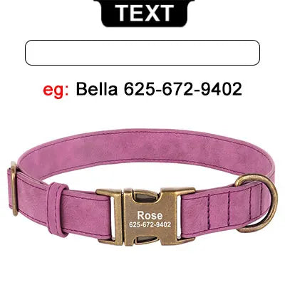 Personalized Dog Collar with Engraved ID Tag - Soft PU Leather for Bulldogs - ZOOMNSTORE