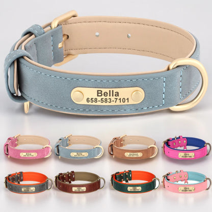 Personalized Engraved Dog Collar - Custom PU Leather ID Tag for Small to Large Dogs - ZOOMNSTORE