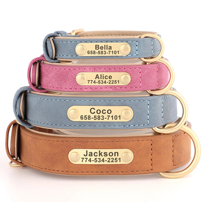 Personalized Engraved Dog Collar - Custom PU Leather ID Tag for Small to Large Dogs - ZOOMNSTORE