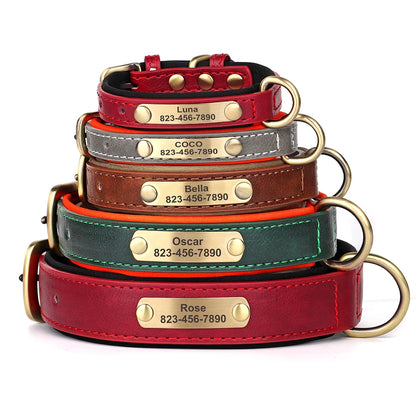 Personalized Engraved Dog Collar - Custom PU Leather ID Tag for Small to Large Dogs - ZOOMNSTORE