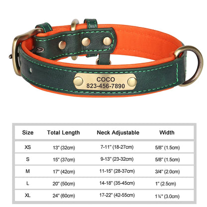 Personalized Engraved Dog Collar - Custom PU Leather ID Tag for Small to Large Dogs - ZOOMNSTORE