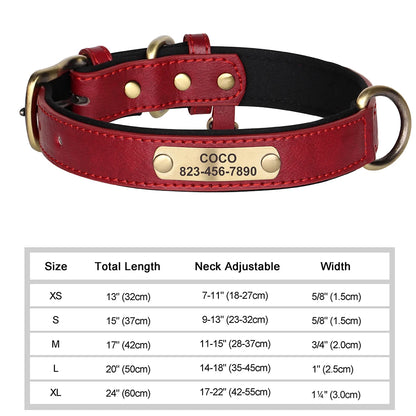 Personalized Engraved Dog Collar - Custom PU Leather ID Tag for Small to Large Dogs - ZOOMNSTORE